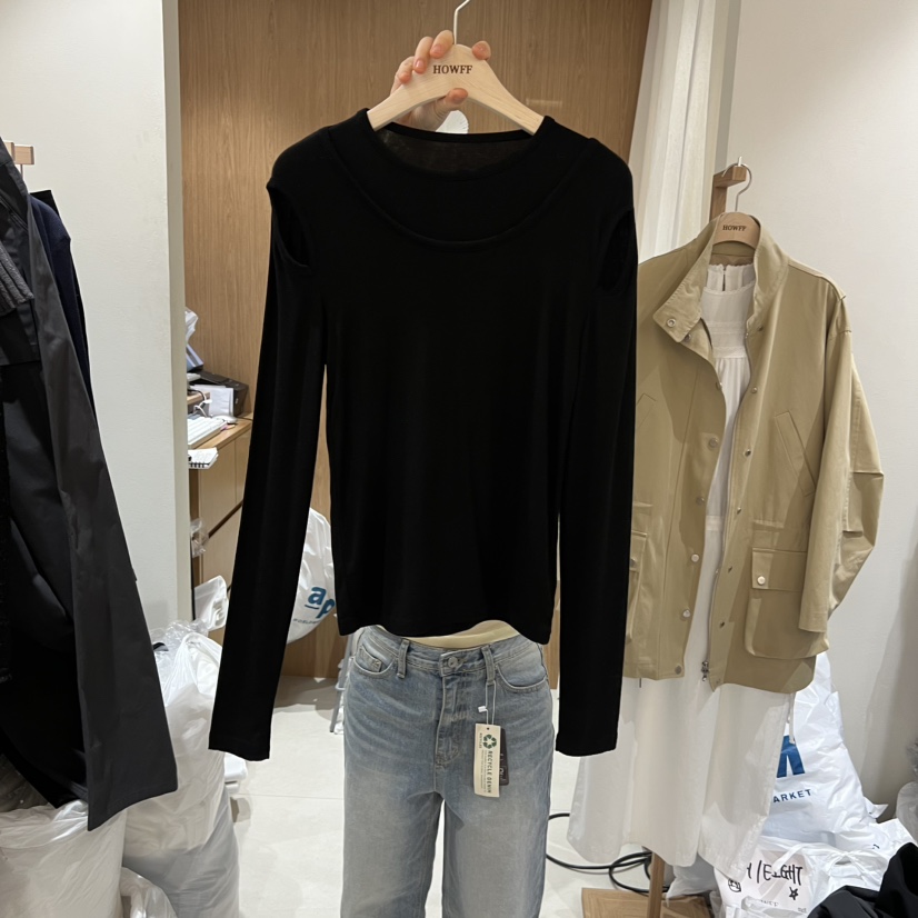 HOWFF韓國直郵女士新款人氣休閑26春夏推薦熱賣長袖T恤鏤空HOWFF長袖T恤圖色2