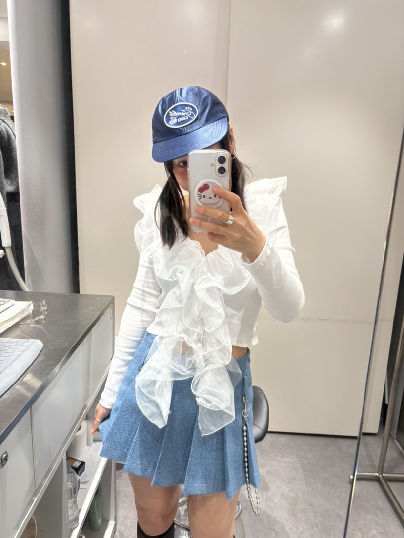 PLATFORM-L韓國直郵女裝新款真品推薦熱賣長袖T恤荷葉邊PLATFORM長袖T恤