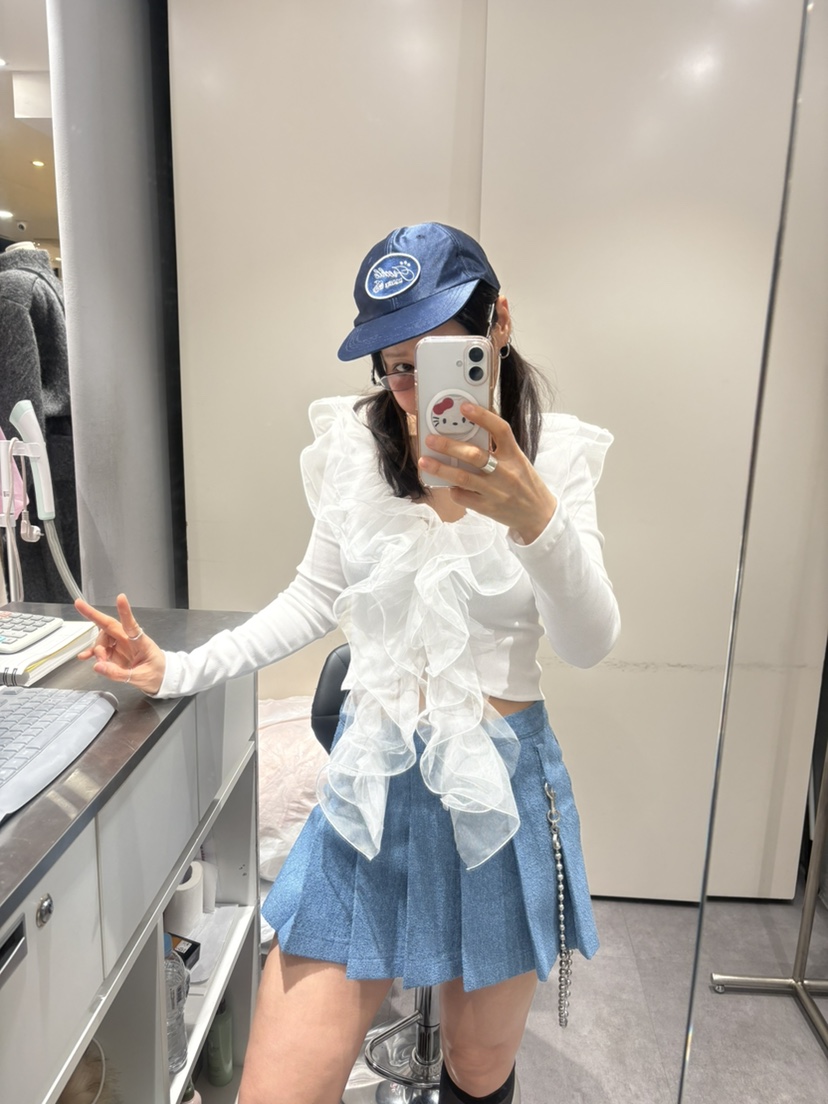 PLATFORM-L韓國直郵女裝新款真品推薦熱賣長袖T恤荷葉邊PLATFORM長袖T恤