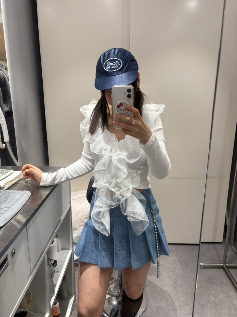 PLATFORM-L韓國直郵女裝新款真品推薦熱賣長袖T恤荷葉邊PLATFORM長袖T恤