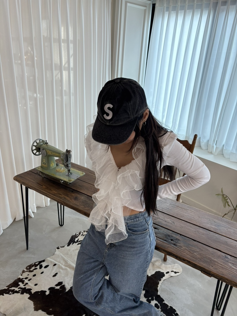 PLATFORM-L韓國直郵女裝新款真品推薦熱賣長袖T恤荷葉邊PLATFORM長袖T恤