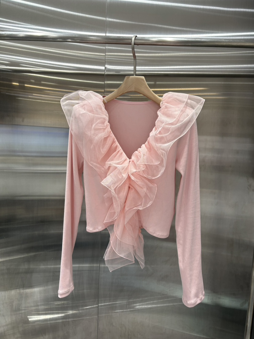 PLATFORM-L韓國直郵女裝新款真品推薦熱賣長袖T恤荷葉邊PLATFORM長袖T恤圖色2