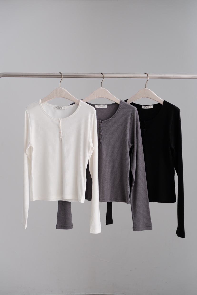 SORBET/FLAT WHITE東大門實拍女士新品真品26春夏長袖T恤SORBET/FLAT WHITE長袖T恤