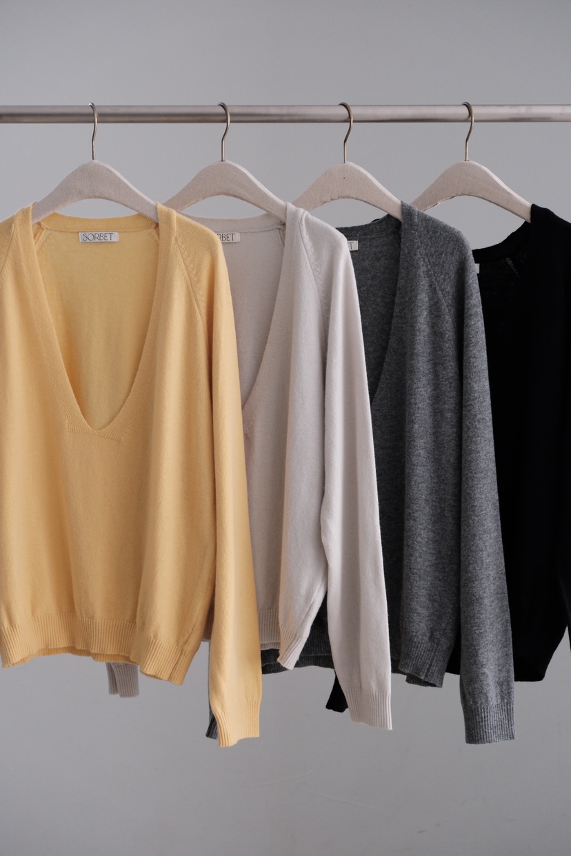 SORBET/FLAT WHITE東大門實拍女裝新品26春夏針織衫V領SORBET/FLAT WHITE針織衫