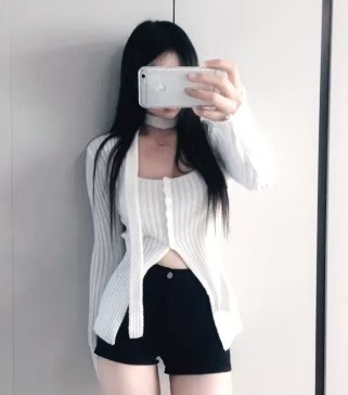 BUTTON 12東大門代購女裝新款真品時尚休閑針織衫含脖帶BUTTON 12針織衫