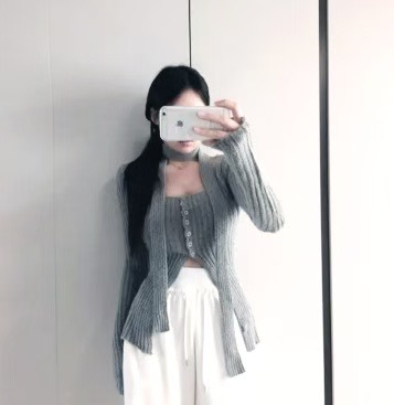 BUTTON 12東大門代購女裝新款真品時尚休閑針織衫含脖帶BUTTON 12針織衫