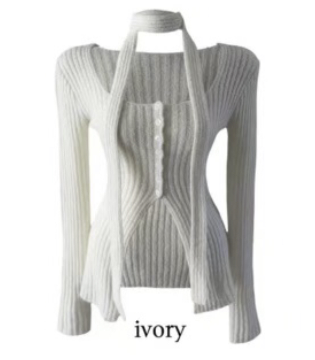 BUTTON 12東大門代購女裝新款真品時尚休閑針織衫含脖帶BUTTON 12針織衫圖色1