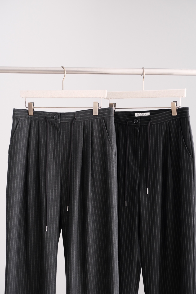 SORBET/FLAT WHITE東大門代購女士新款人氣26春夏休閑褲條紋SORBET/FLAT WHITE休閑褲