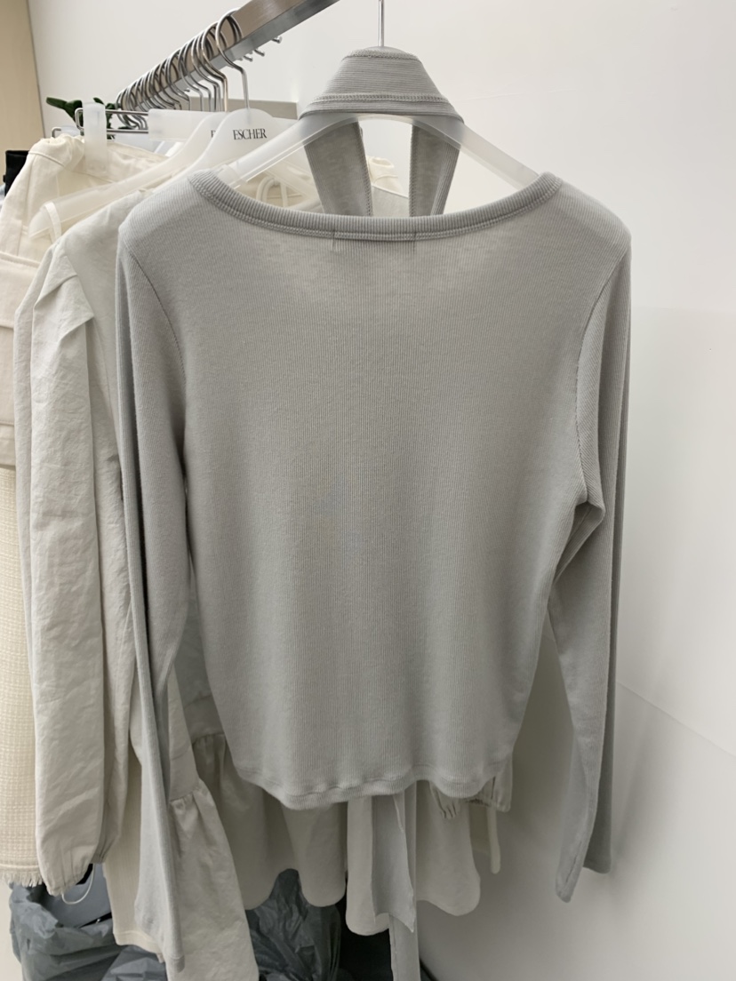 ESCHER韓國直郵女裝新款休閑時尚真品26春夏長袖T恤含脖帶ESCHER長袖T恤