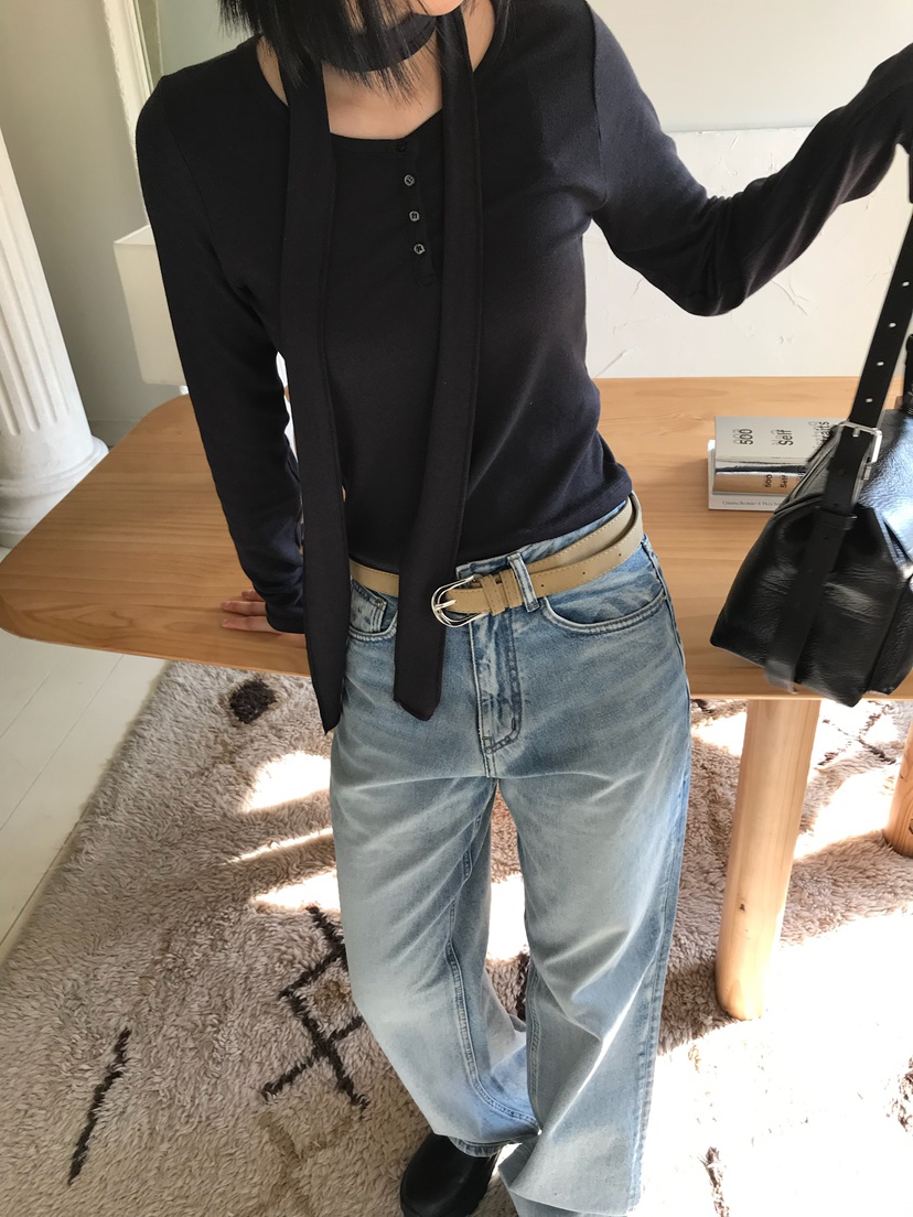 ESCHER韓國直郵女裝新款休閑時尚真品26春夏長袖T恤含脖帶ESCHER長袖T恤