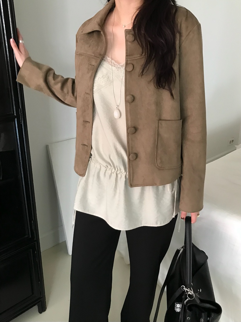 ESCHER韓國代購女士新品時尚真品休閑推薦夾克絨面革纖維ESCHER夾克