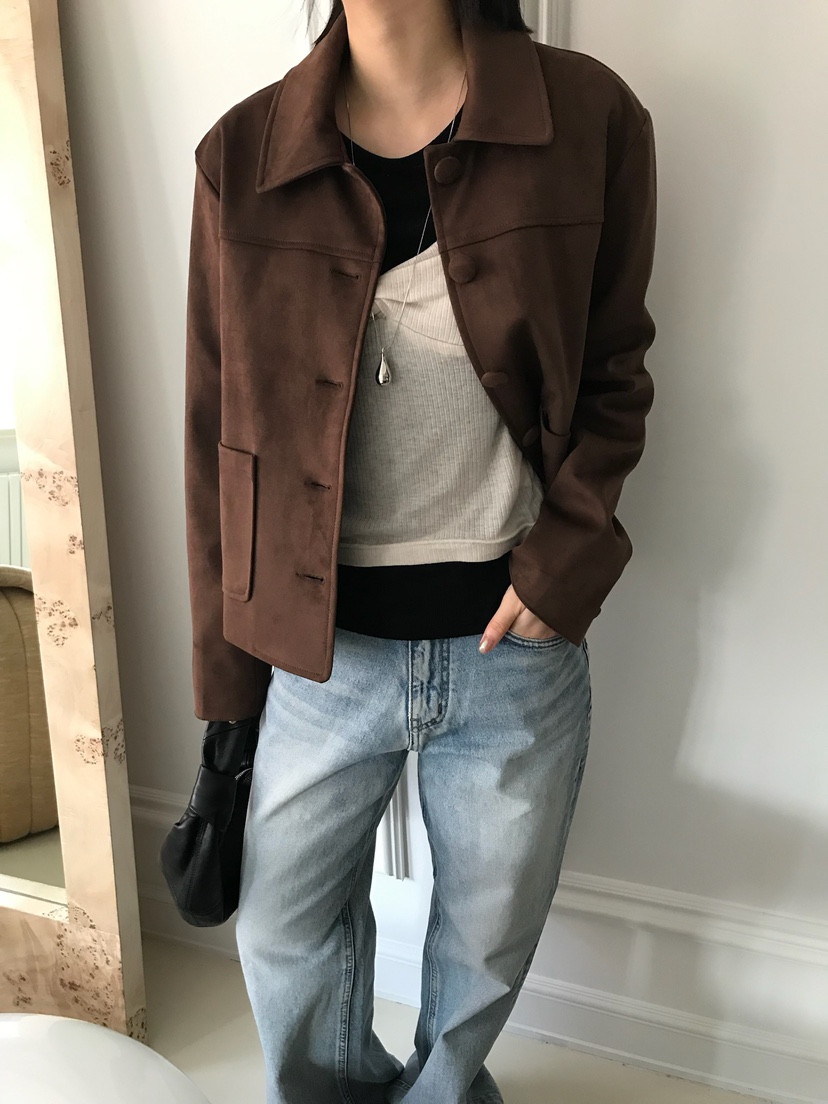 ESCHER韓國代購女士新品時尚真品休閑推薦夾克絨面革纖維ESCHER夾克