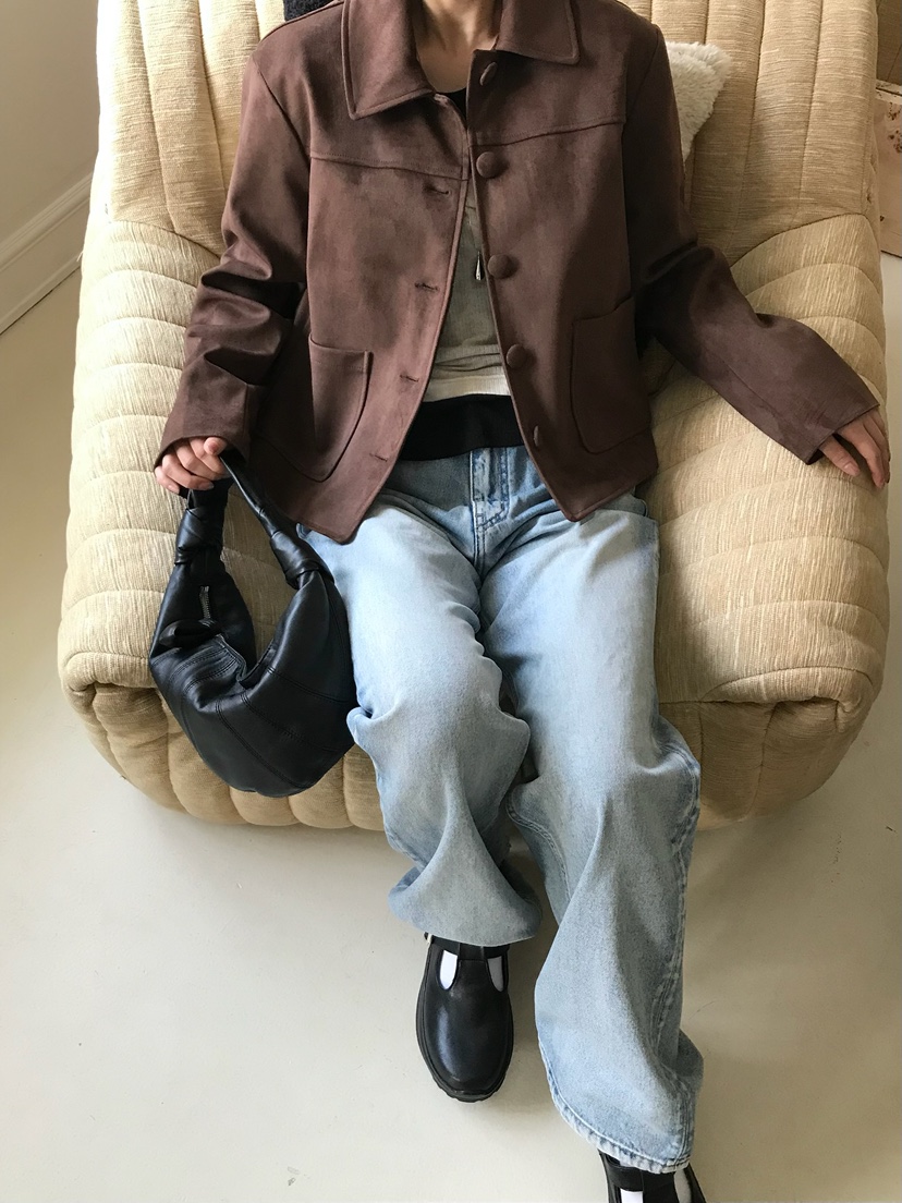 ESCHER韓國代購女士新品時尚真品休閑推薦夾克絨面革纖維ESCHER夾克