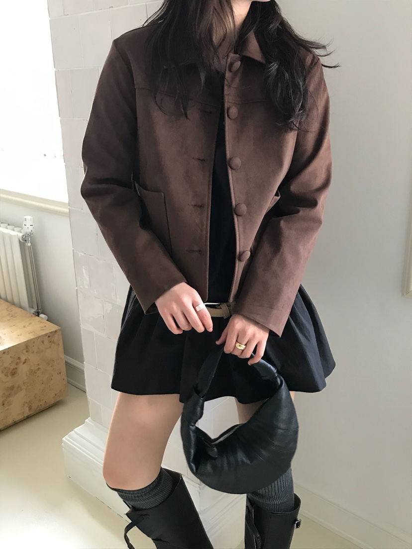 ESCHER韓國代購女士新品時尚真品休閑推薦夾克絨面革纖維ESCHER夾克