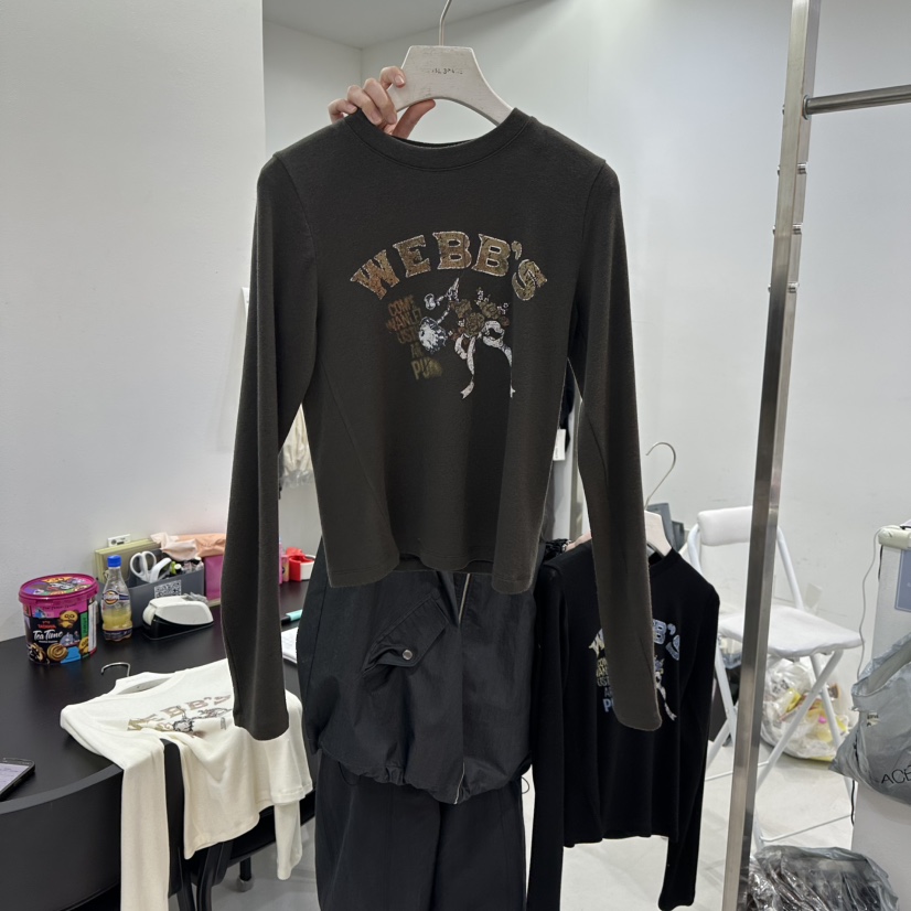 VISUAL SPACE韓國直郵女士新款職業休閑26春夏時尚長袖T恤VISUAL SPACE長袖T恤圖色2