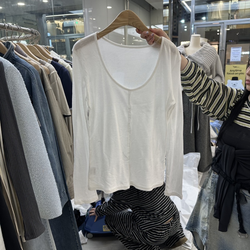 FOUNDATION韓國直郵女裝新款熱賣休閑26春夏人氣職業長袖T恤FOUNDATION長袖T恤