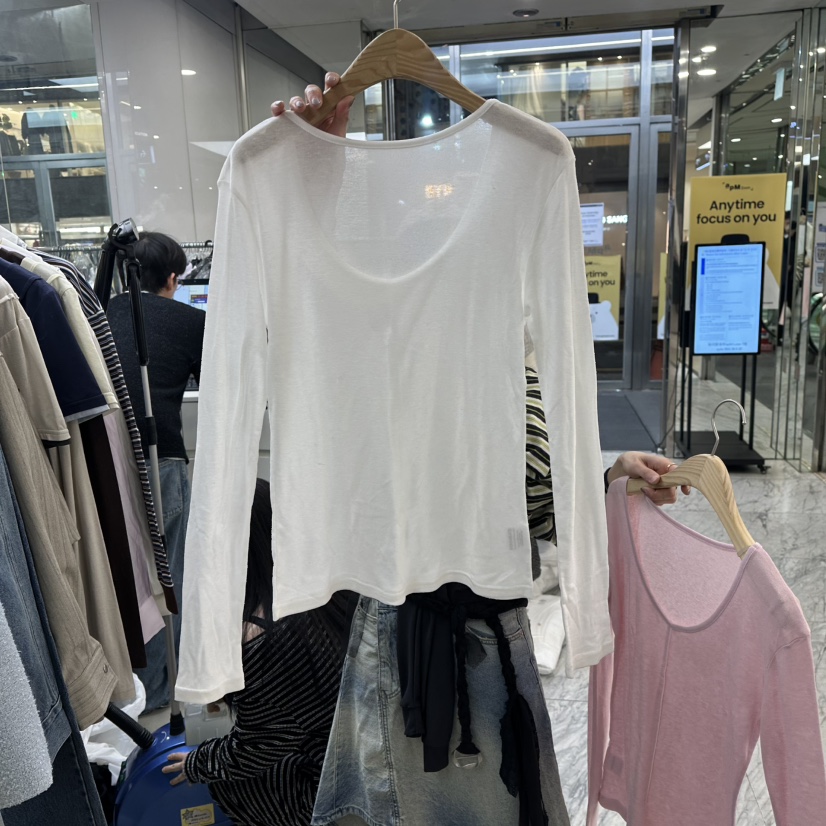 FOUNDATION韓國直郵女裝新款熱賣休閑26春夏人氣職業長袖T恤FOUNDATION長袖T恤圖色1