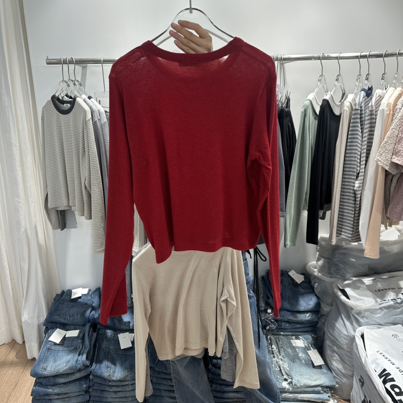 STORIES東大門代購女裝新品休閑熱賣真品推薦長袖T恤羊毛STORIES長袖T恤