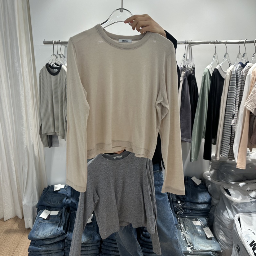 STORIES東大門代購女裝新品休閑熱賣真品推薦長袖T恤羊毛STORIES長袖T恤圖色1