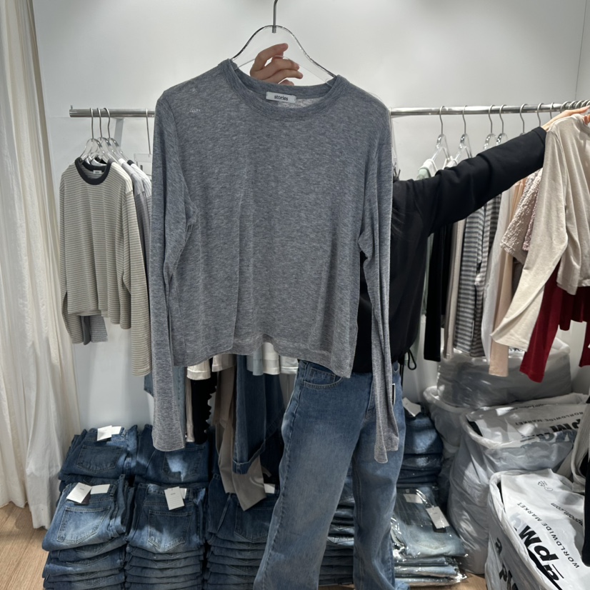 STORIES東大門代購女裝新品休閑熱賣真品推薦長袖T恤羊毛STORIES長袖T恤圖色2