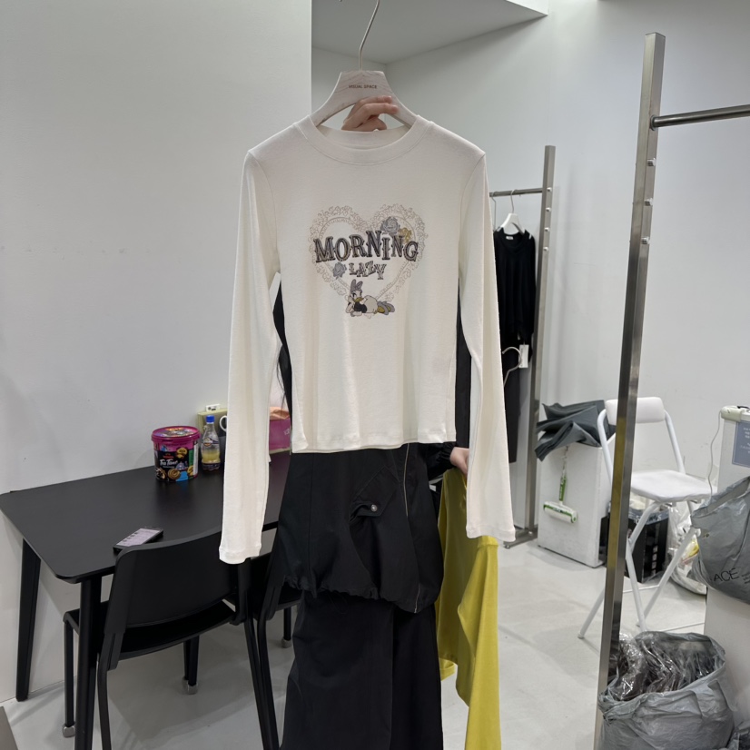 VISUAL SPACE韓國代購女士新款休閑26春夏人氣真品長袖T恤VISUAL SPACE長袖T恤圖色1
