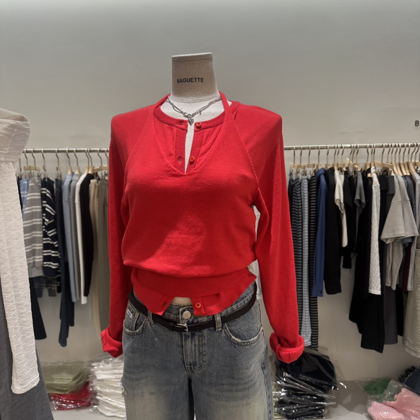 BAGUETTE-P韓國代購女士新款熱賣休閑真品推薦套裝套裝開衫BAGUETTE-P套裝圖色1