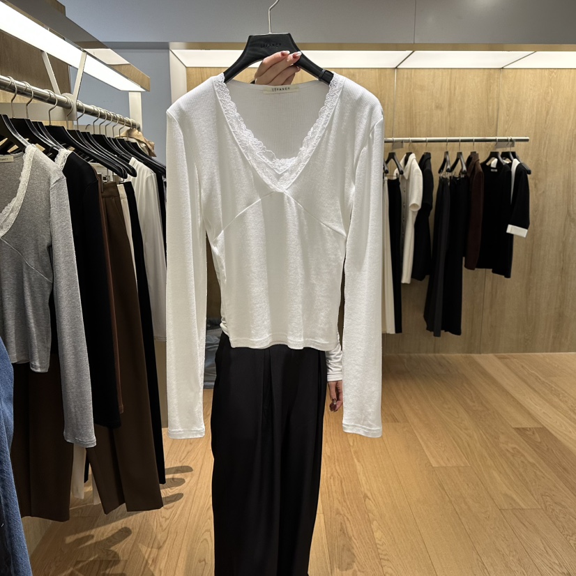 LEFANCY韓國直郵女裝新款推薦真品時尚26春夏長袖T恤假兩件LEFANCY長袖T恤圖色1