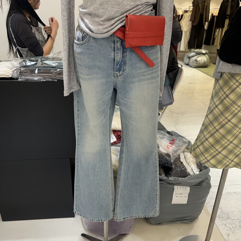 BAGUETTE-P東大門代購女裝新品真品職業休閑26春夏牛仔褲喇叭BAGUETTE-P牛仔褲