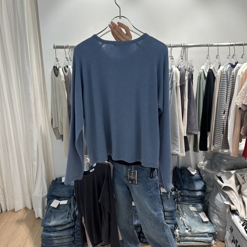 STORIES東大門代購女裝新品休閑熱賣真品時尚長袖T恤插肩袖STORIES長袖T恤