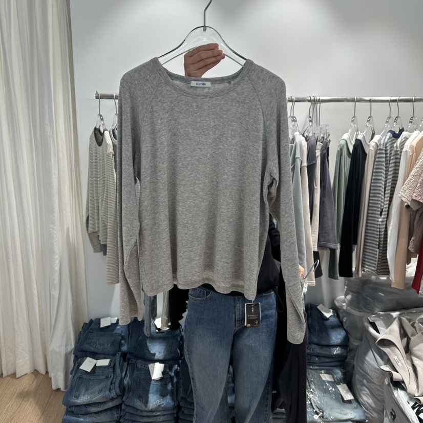 STORIES東大門代購女裝新品休閑熱賣真品時尚長袖T恤插肩袖STORIES長袖T恤圖色3