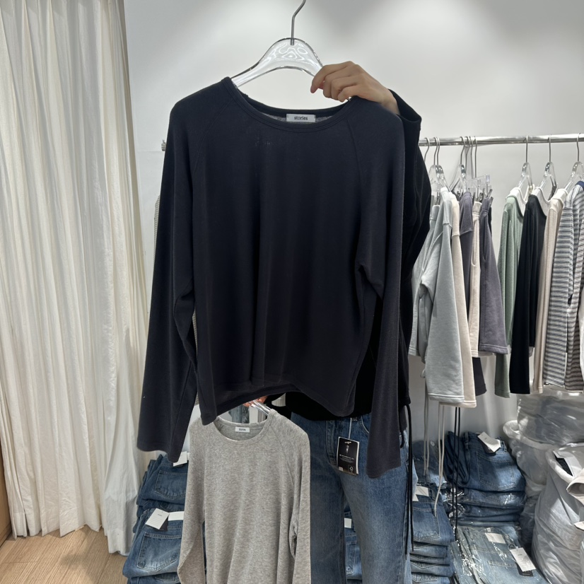 STORIES東大門代購女裝新品休閑熱賣真品時尚長袖T恤插肩袖STORIES長袖T恤圖色4
