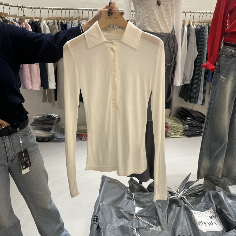 BAGUETTE-P東大門代購女裝新品休閑熱賣時尚長袖T恤天絲BAGUETTE-P長袖T恤圖色2
