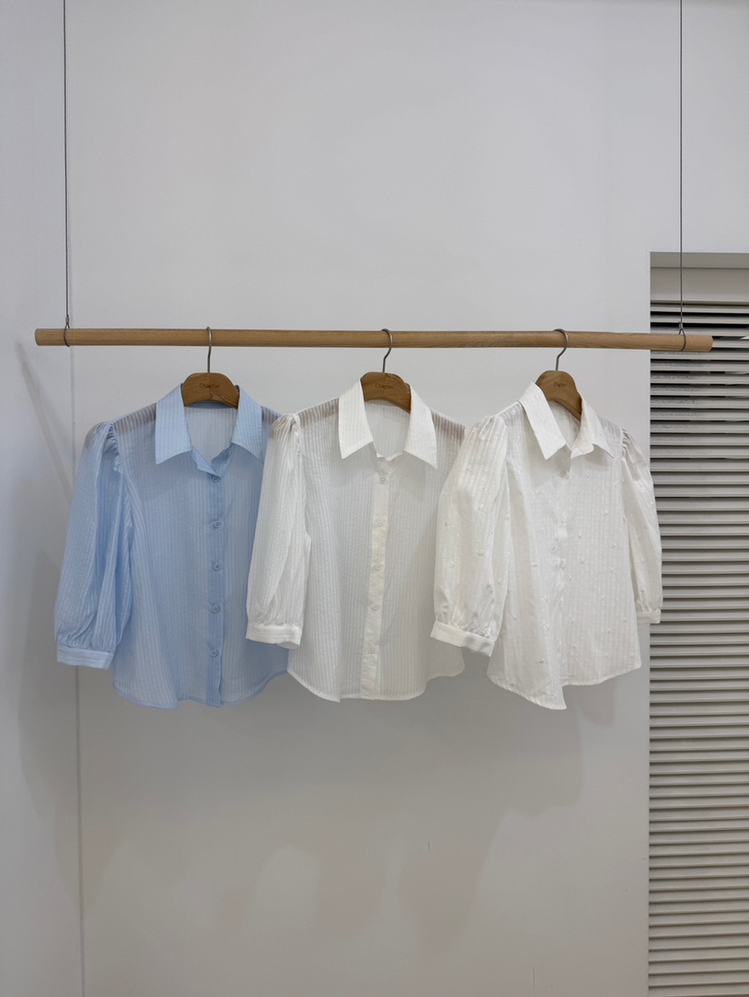 BY CHAPTER韓國直郵女士新品時尚熱賣人氣襯衫蕾絲衫泡泡袖BY Chapter襯衫/蕾絲衫