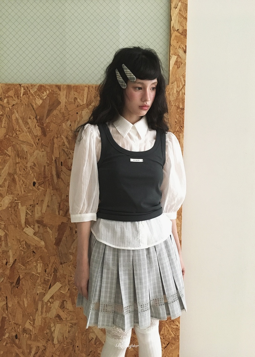 BY CHAPTER韓國直郵女士新品時尚熱賣人氣襯衫蕾絲衫泡泡袖BY Chapter襯衫/蕾絲衫