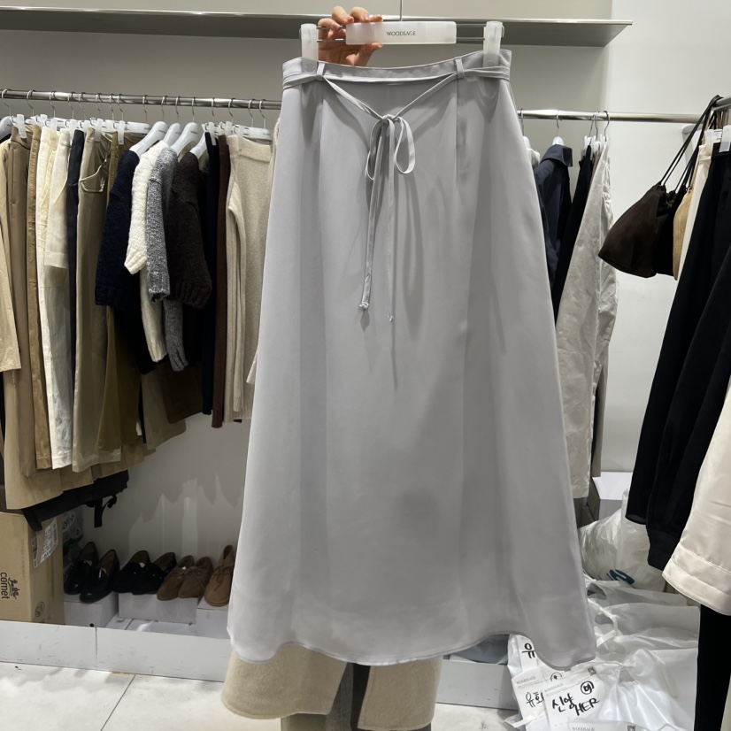 WOOD SAGE東大門代購女裝新款時尚真品26春夏長裙含腰繩WOOD SAGE長裙圖色1
