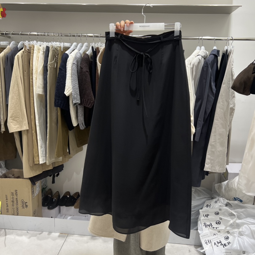 WOOD SAGE東大門代購女裝新款時尚真品26春夏長裙含腰繩WOOD SAGE長裙圖色2