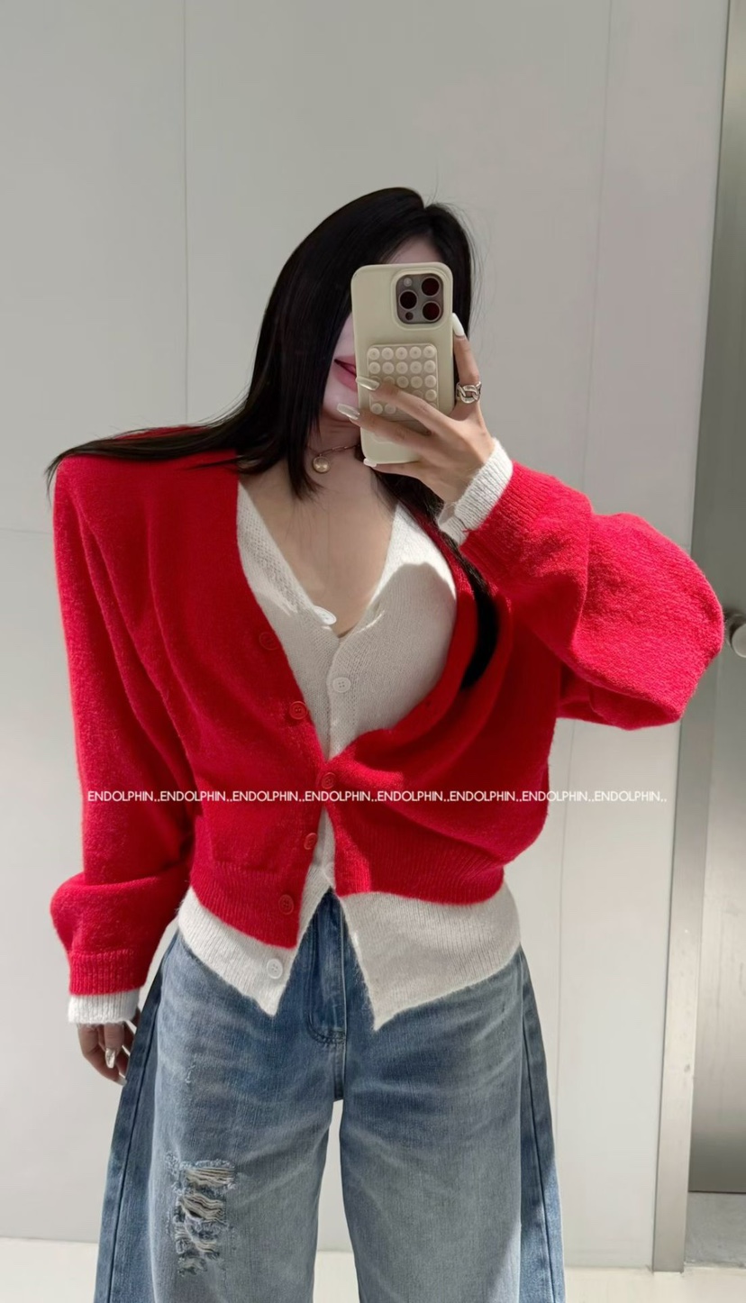 ENDOLPHIN東大門實拍女士新款推薦休閑職業針織衫假兩件開衫ENDOLPHIN針織衫圖色1