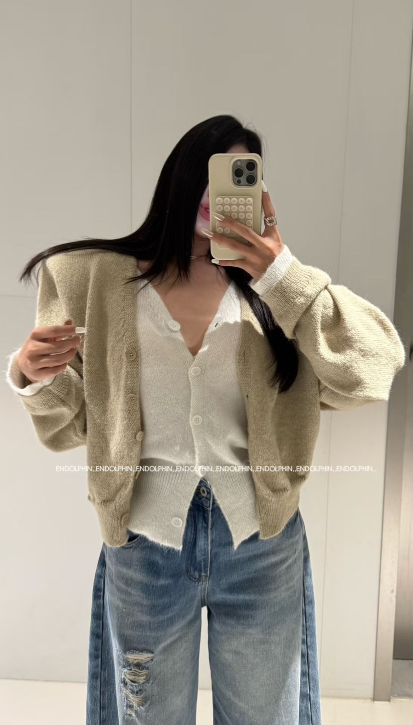 ENDOLPHIN東大門實拍女士新款推薦休閑職業針織衫假兩件開衫ENDOLPHIN針織衫圖色2