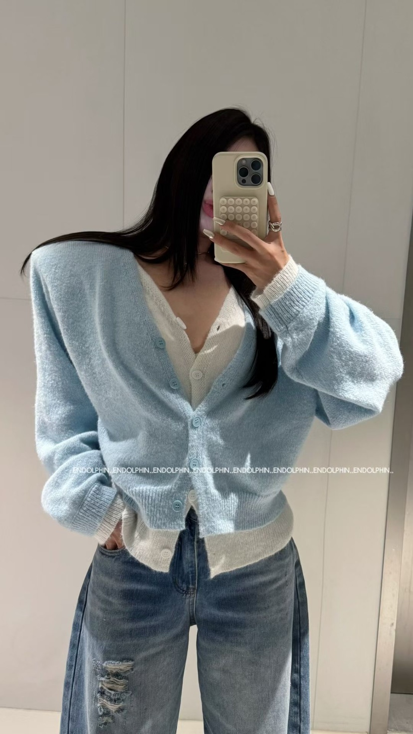 ENDOLPHIN東大門實拍女士新款推薦休閑職業針織衫假兩件開衫ENDOLPHIN針織衫圖色4