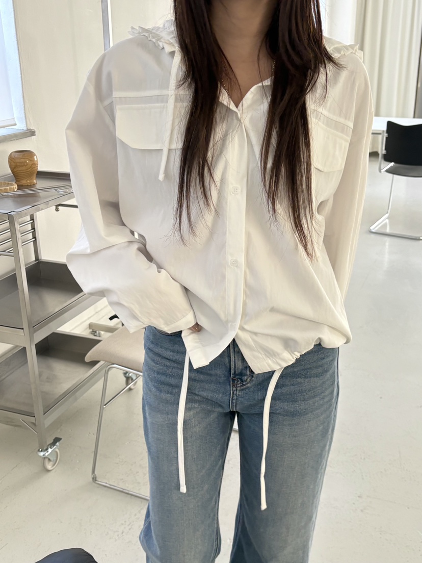 Verbena韓國代購女士新款真品職業熱賣26春夏襯衫蕾絲衫口袋Verbena襯衫/蕾絲衫