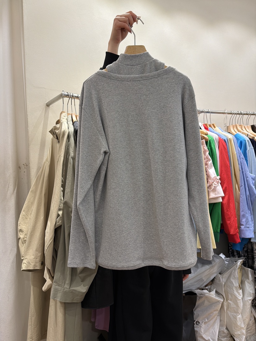 AUVERFIT東大門實拍女士新品職業推薦休閑26春夏長袖T恤V領AUVERFIT長袖T恤