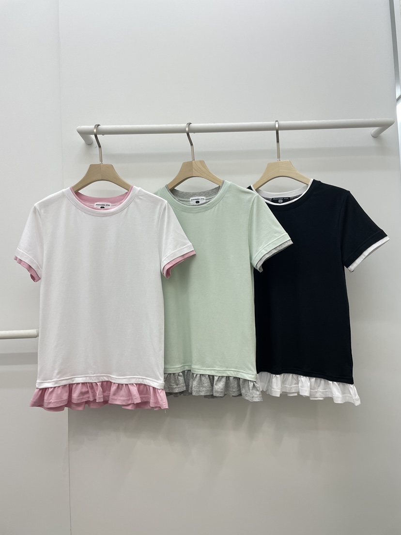 NYLON韓國代購女裝新品真品休閑時尚職業熱賣26春夏T恤荷葉邊NYLONT恤