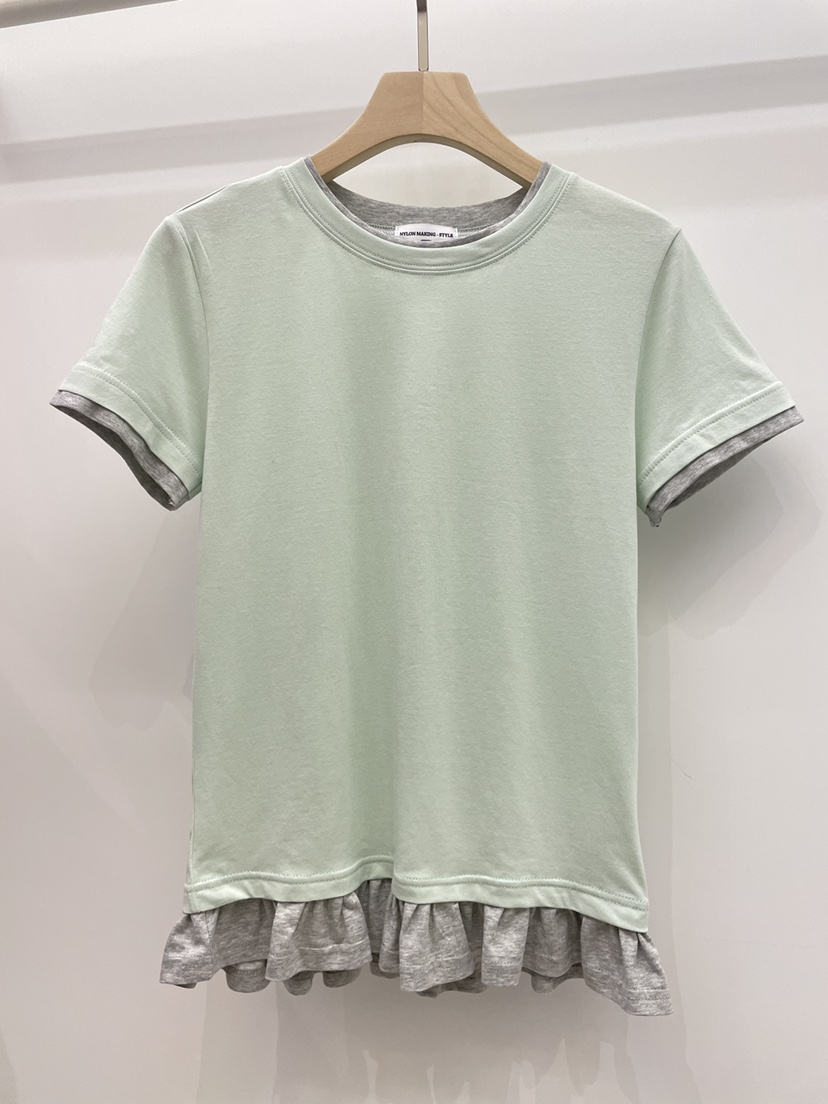 NYLON韓國代購女裝新品真品休閑時尚職業熱賣26春夏T恤荷葉邊NYLONT恤圖色2