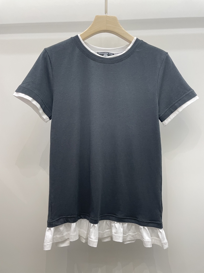 NYLON韓國代購女裝新品真品休閑時尚職業熱賣26春夏T恤荷葉邊NYLONT恤圖色3