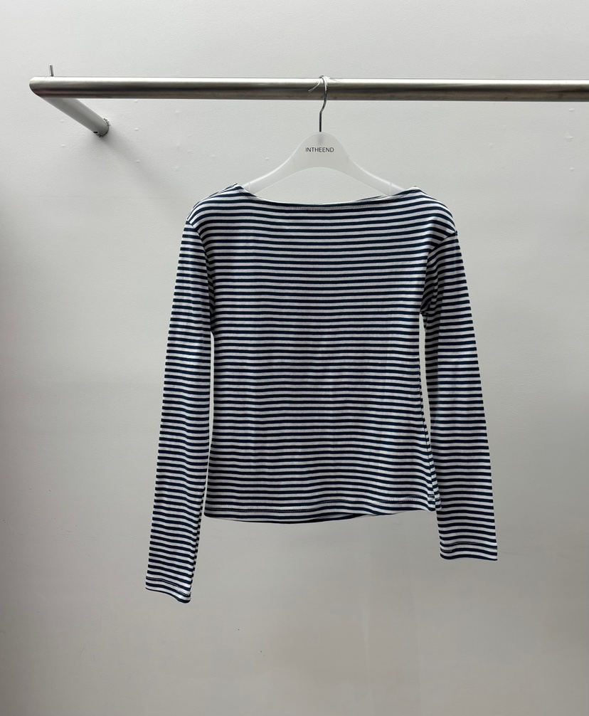 INTHEEND韓國代購女裝新款真品26春夏時尚推薦長袖T恤條紋INTHEEND長袖T恤圖色2藍色