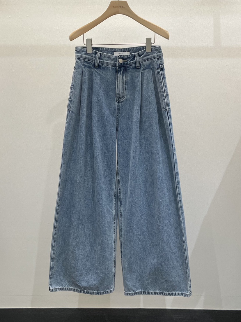 OBSESS韓國代購女士新款職業人氣26春夏推薦熱賣牛仔褲褶裥OBSESS/EARLY BIRD牛仔褲圖色1