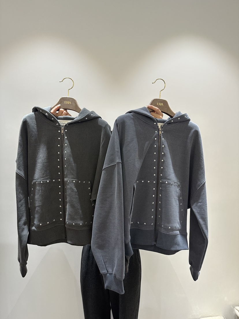 HUE/ERIA韓國直郵女士新品熱賣時尚休閑推薦職業衛衣拉鏈HUE/ERIA衛衣