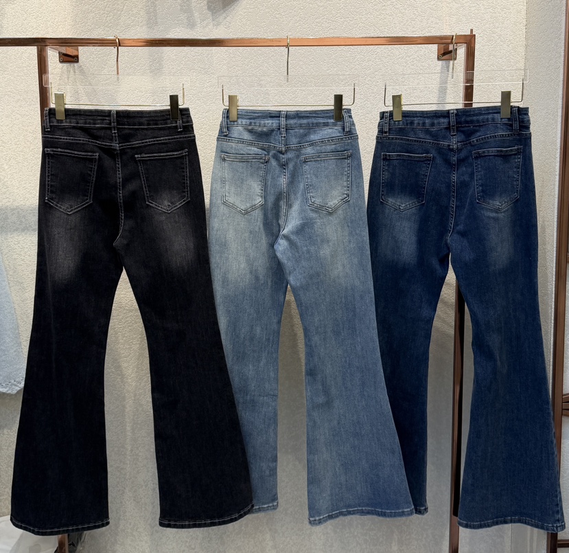 SYMBOL韓國代購女裝新款職業人氣時尚真品牛仔褲喇叭褶裥SYMBOL牛仔褲