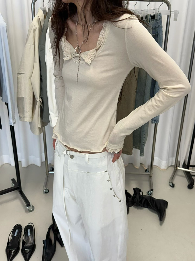 MINIMUZE韓國直郵女裝新品休閑26春夏推薦真品長袖T恤雙層MINIMUZE長袖T恤