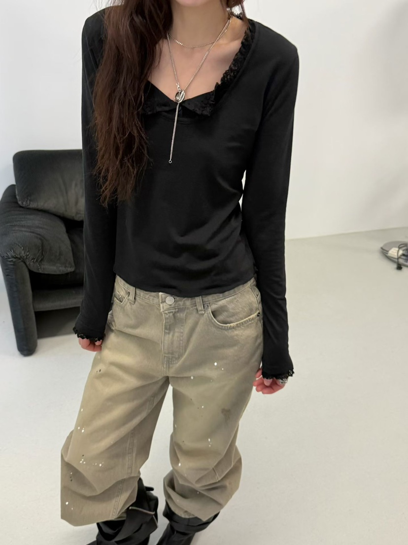 MINIMUZE韓國直郵女裝新品休閑26春夏推薦真品長袖T恤雙層MINIMUZE長袖T恤